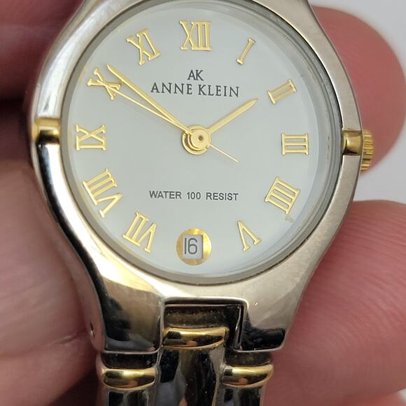 Vintage Watches Anne Klein Two-Tone Quartz Watch with Roman Dial & Date - Picture 6 of 10